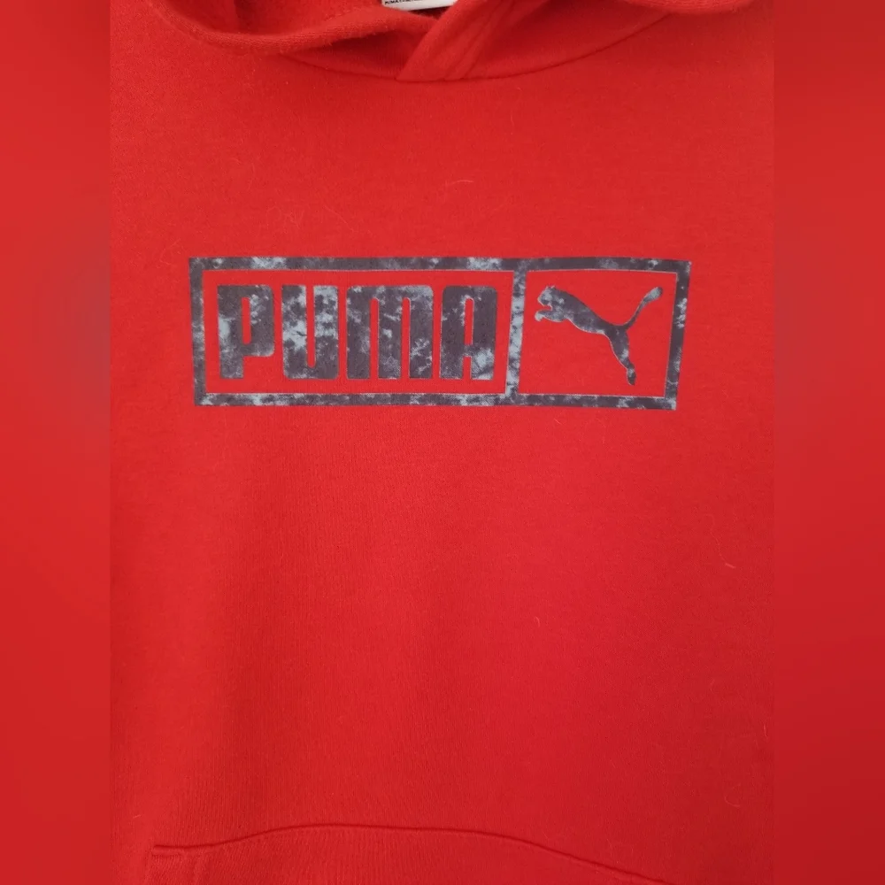Puma Red Pullover Hoodie with Logo Size Kids Xlarge Worn Once - Picture 2 of 3